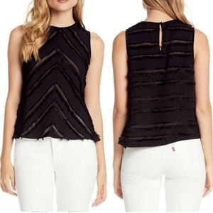 NEW Revolve Michael Stars Black Sleeveless Sheer Fringe Blouse Top Small